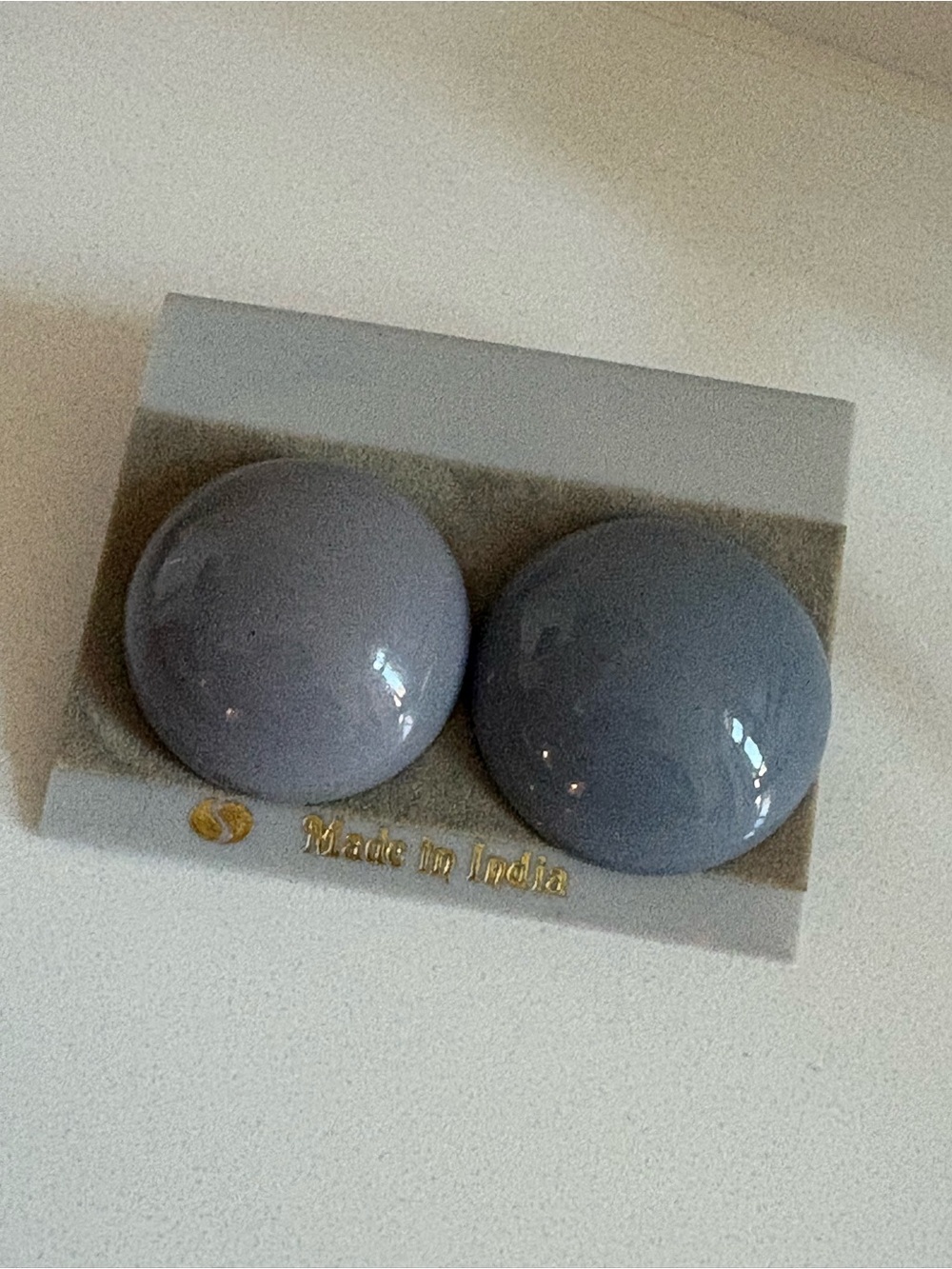 Gray Round Dome Earrings, Made in India